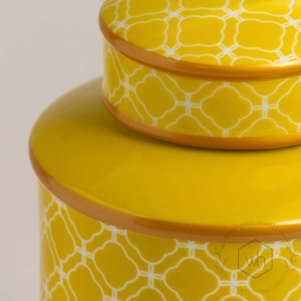 Majestic Pattern Yellow Decorative Jar Small