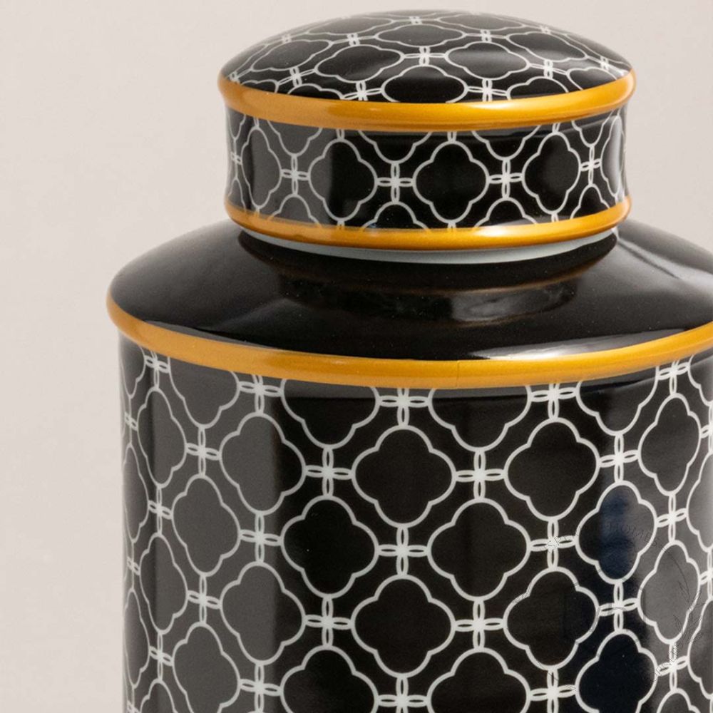 Black Luxe Ceramic Jar - Small Closeup