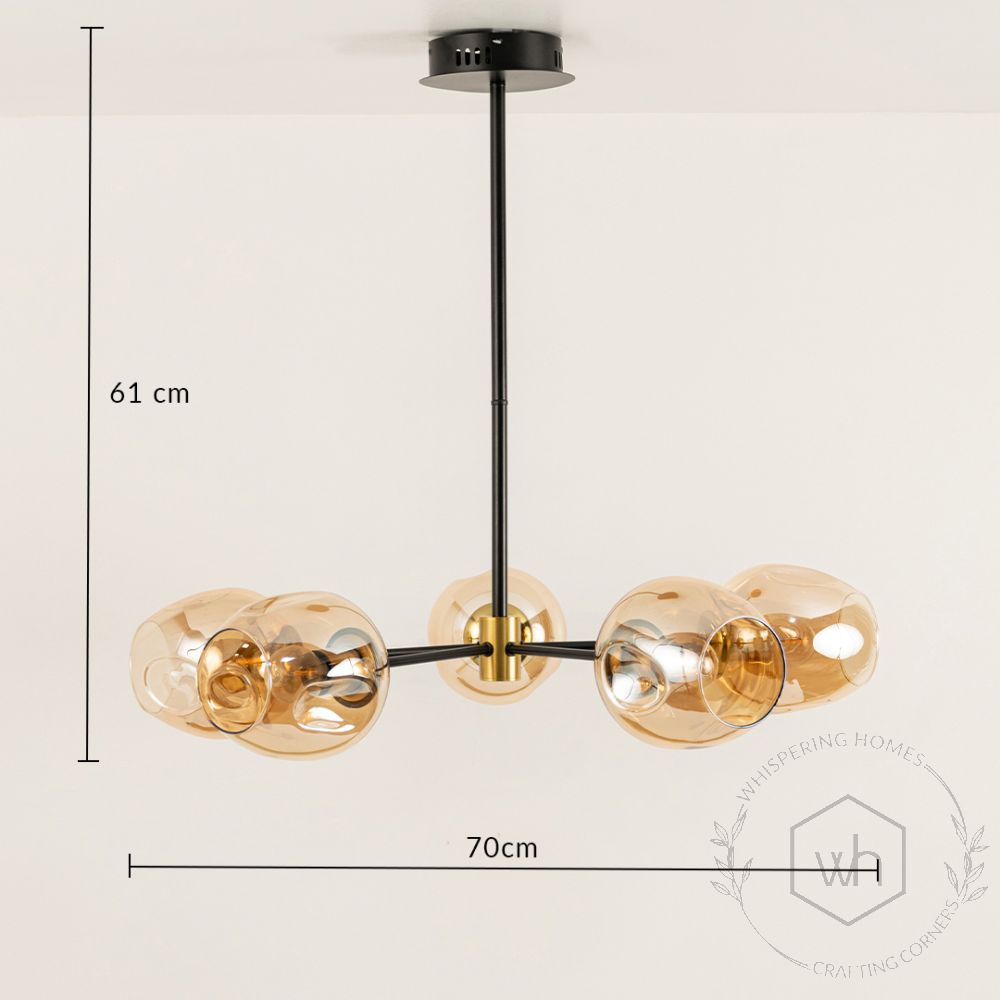 Flannel 5 Linear Chandelier - Amber Dimension