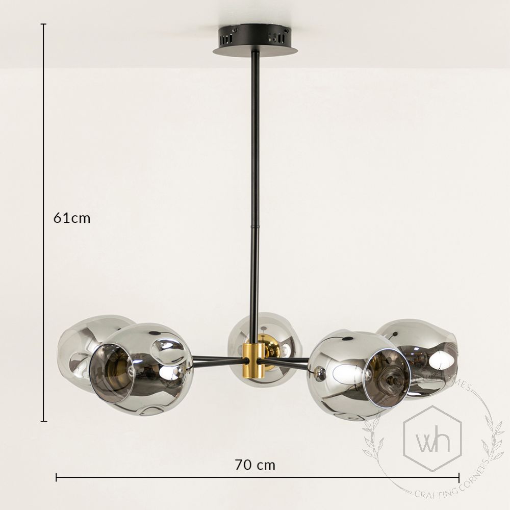 Flannel 5 Linear Chandelier  - Chrome Dimension