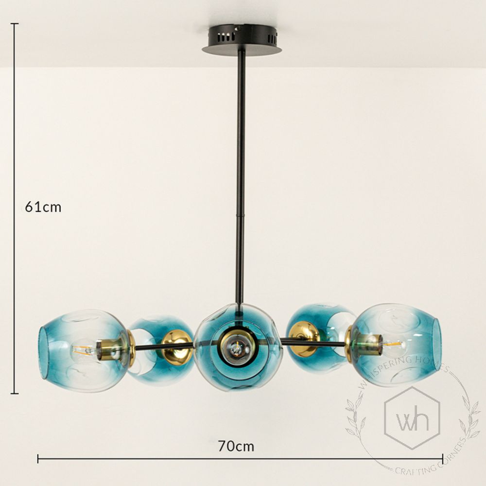 Flannel 5 Linear Chandelier  - Blue Dimension