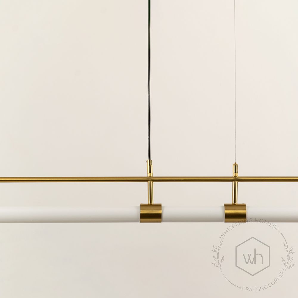 Linear Tube Chandelier Gold Closeup