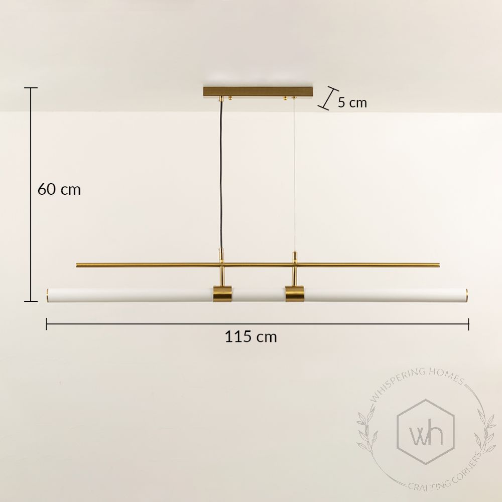 Linear Tube Chandelier Gold Dimensions