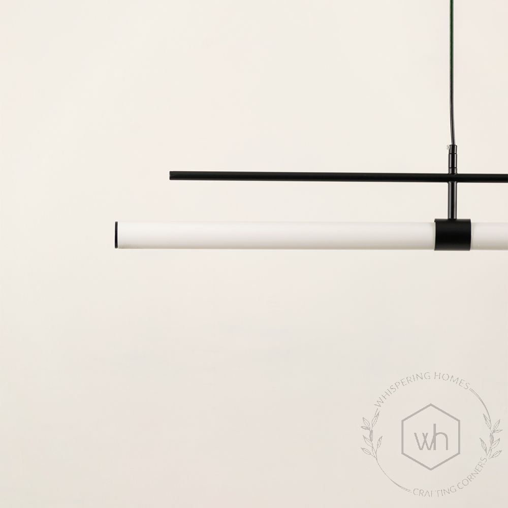 Linear Tube Chandelier Black Closeup