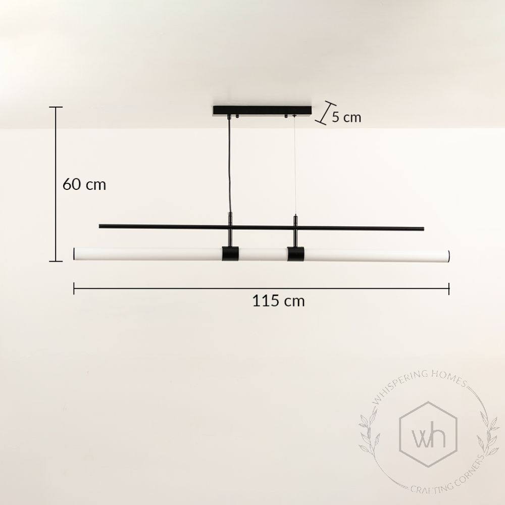 Linear Tube Chandelier Black Dimensions