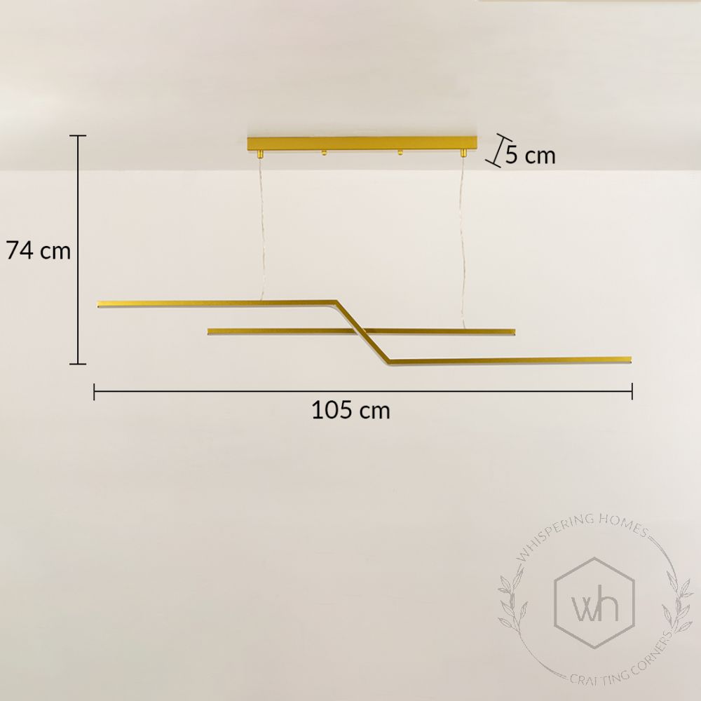 Parallel Fold 2 Light Chandelier Gold Dimensions