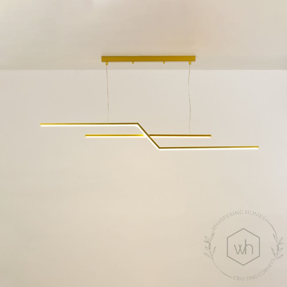 Parallel Fold 2 Light Chandelier Gold Light On White Background