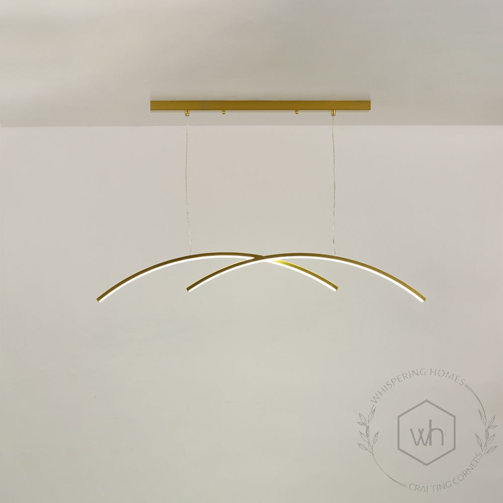 Arche 2 Light Chandelier Gold Light Off White Background