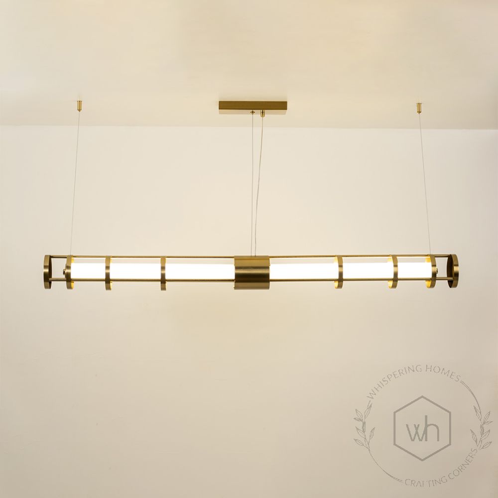 Round Tube Linear Light Gold Light On White Background