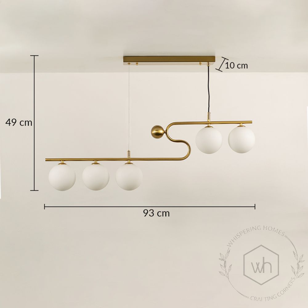 Avior 5 Light Chandelier Gold Dimensions