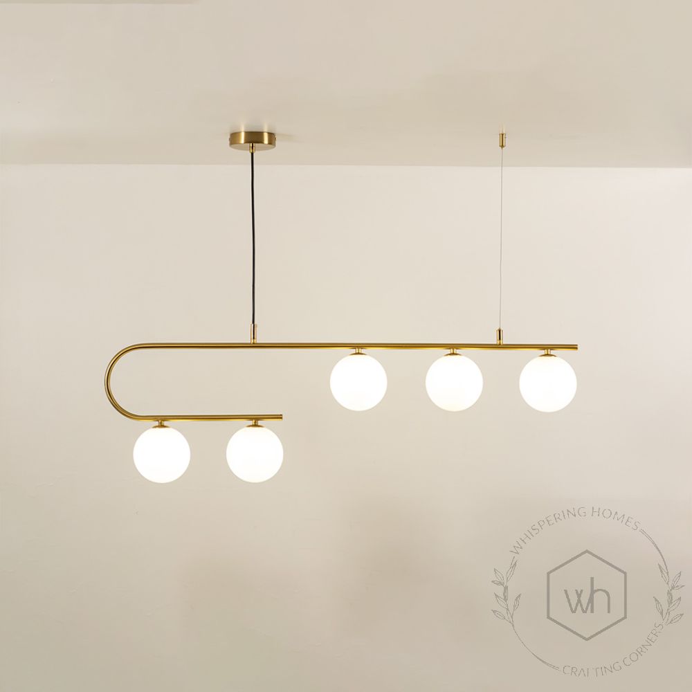 Aball Island 5 Light Chandelier Gold Light On White Background