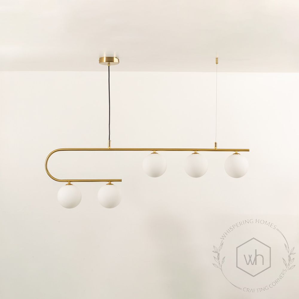 Aball Island 5 Light Chandelier Gold Light Off White Background