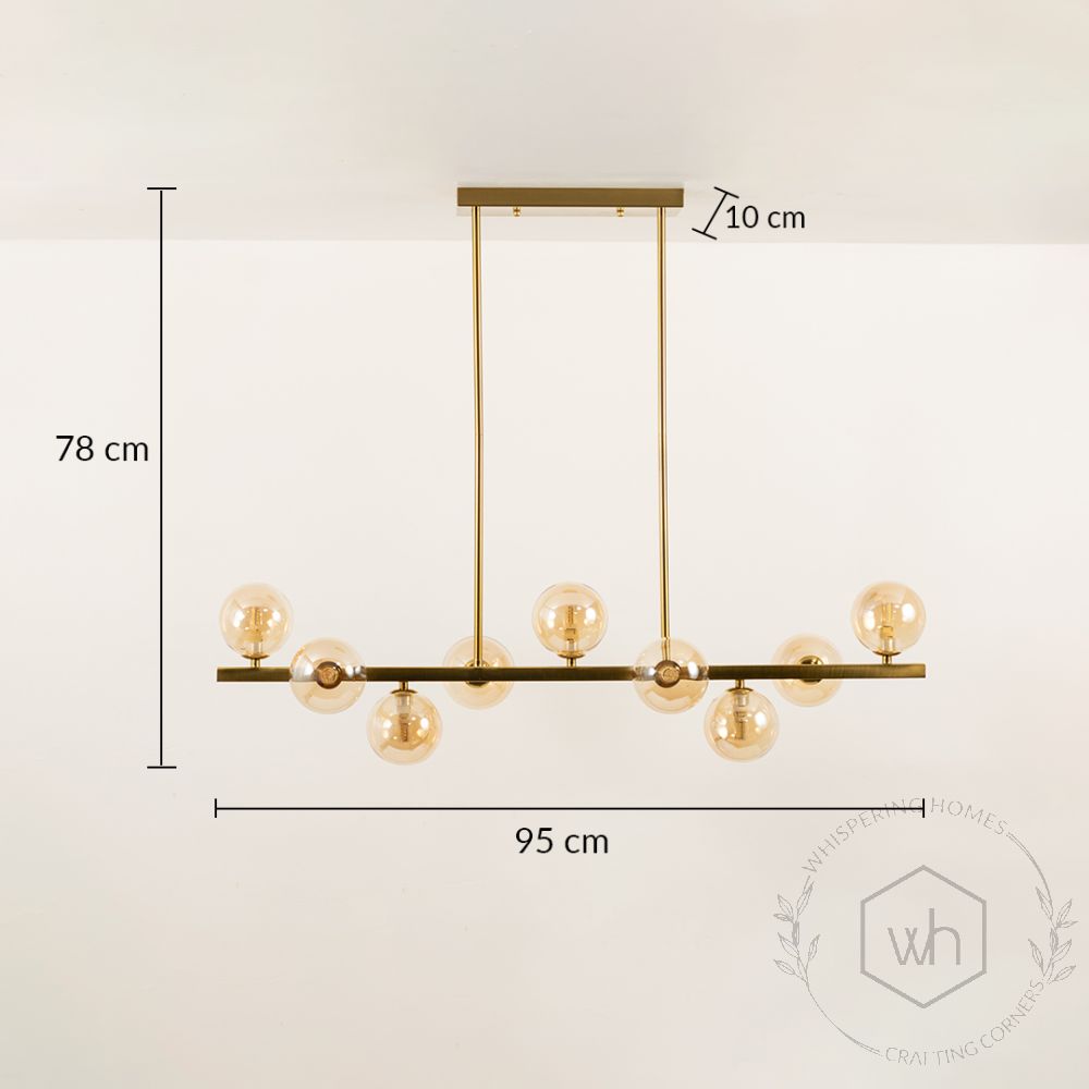 Aball Whirl 9 Light Chandelier Gold Dimensions