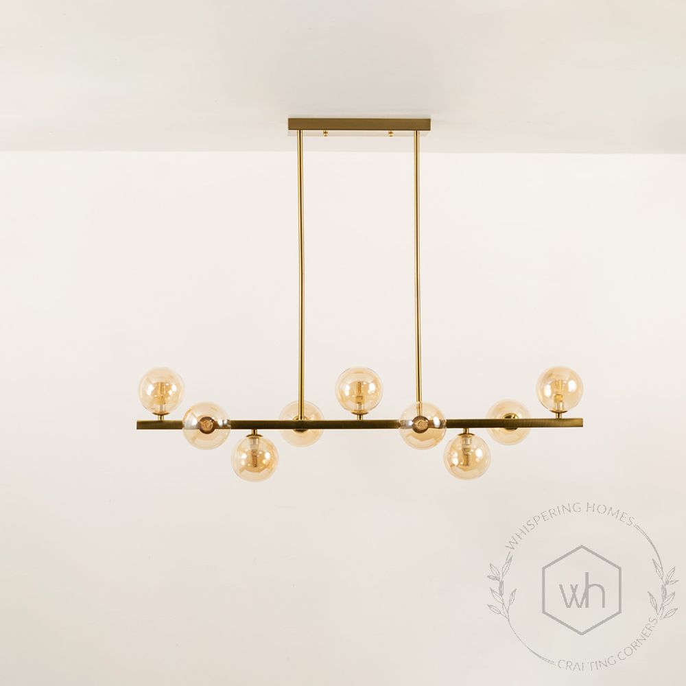 Aball Whirl 9 Light Chandelier Gold Light Off White Background