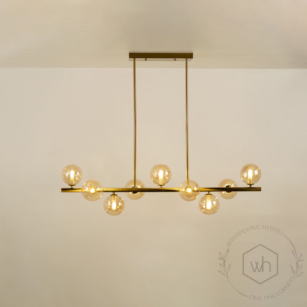 Aball Whirl 9 Light Chandelier Gold Light On White Background