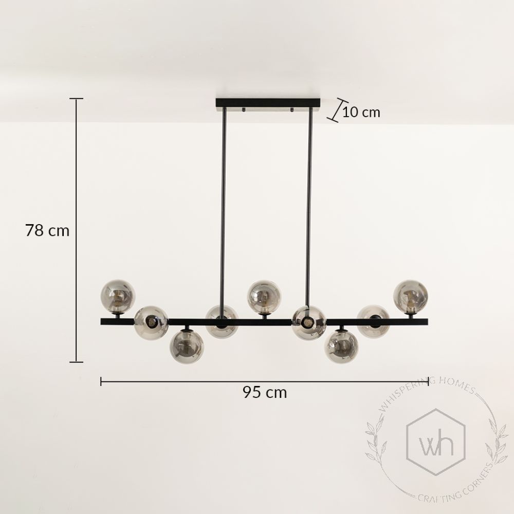 Aball Whirl 9 Light Chandelier Black Dimensions