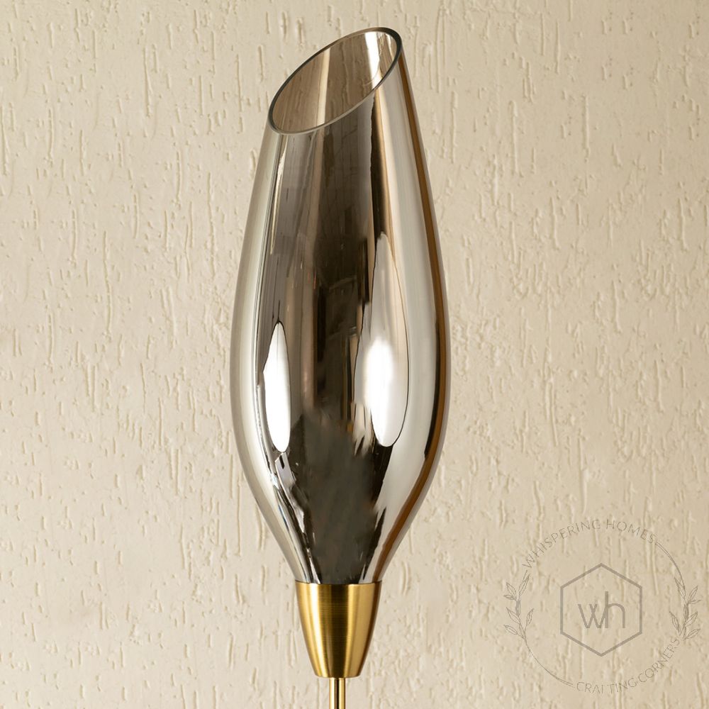 Brilliance Beam Glass Floor Lamp Chrome Closeup