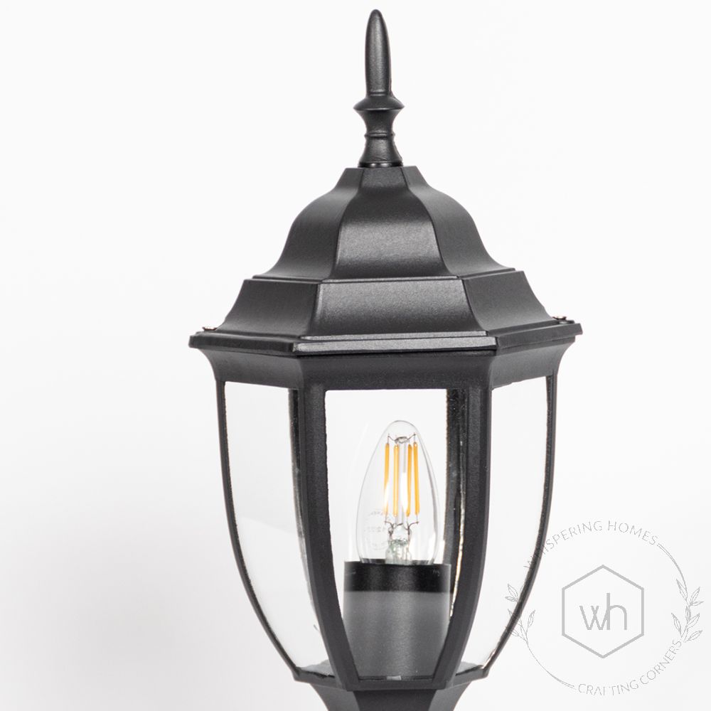 Black Outdoor Gate Lamp - Small Closeup