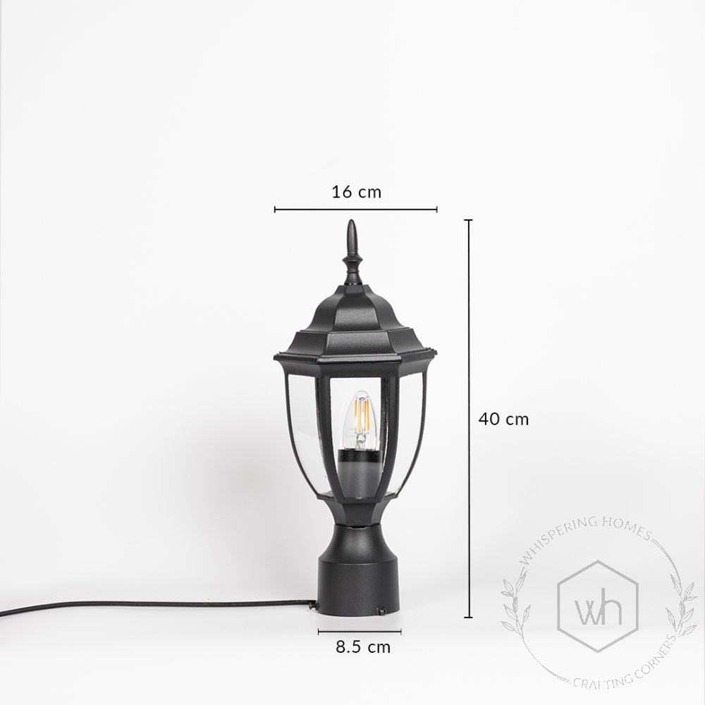 Black Outdoor Gate Lamp - Small Dimensions