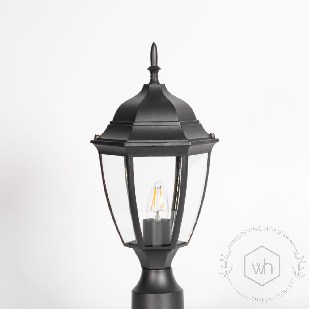 Black Outdoor Gate Lantern - Large Closeup