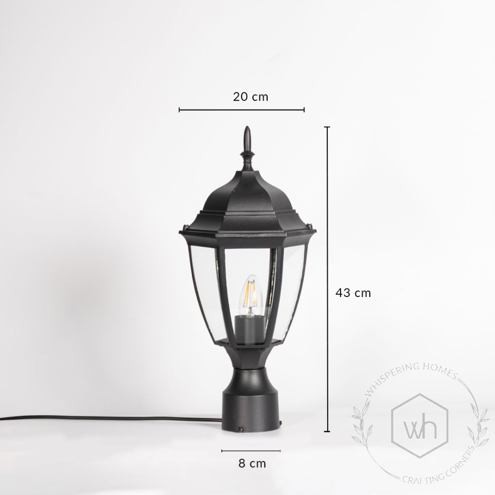 Black Outdoor Gate Lantern - Large Dimensions