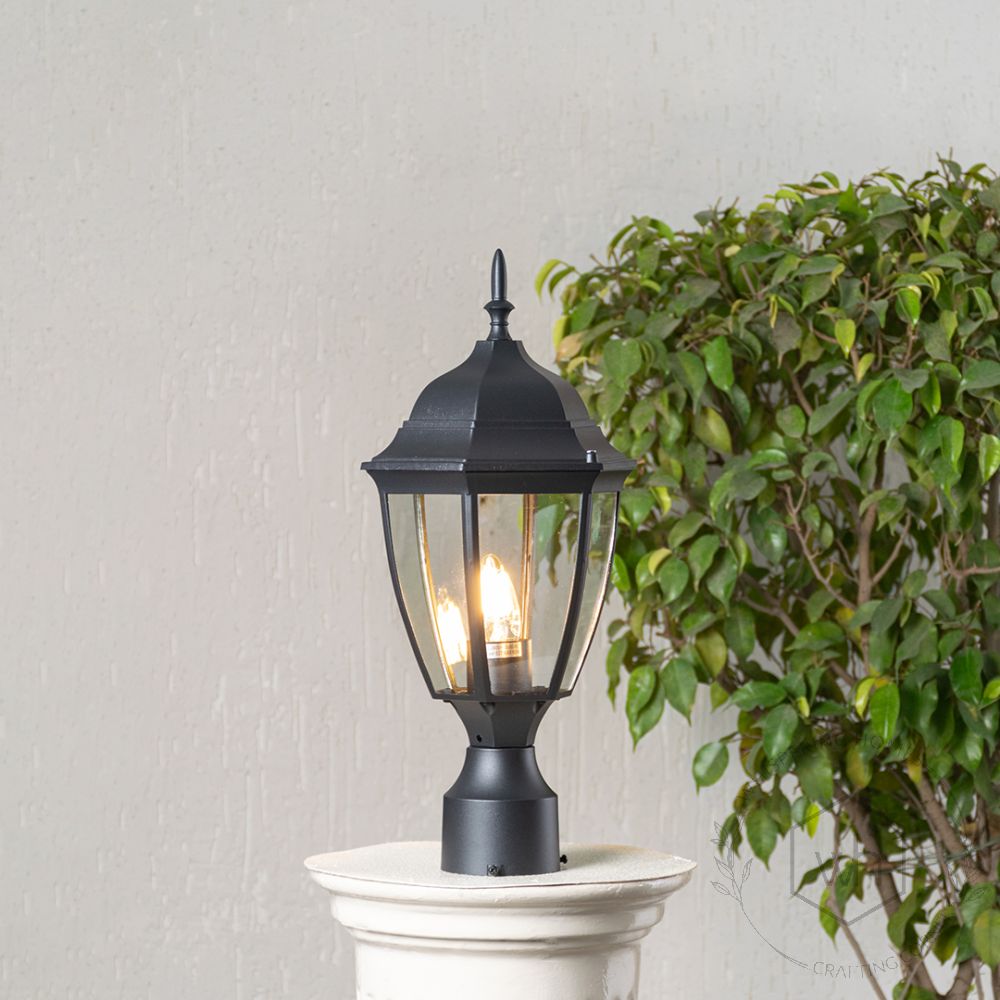 Black Outdoor Gate Lantern - Large Light On White Background