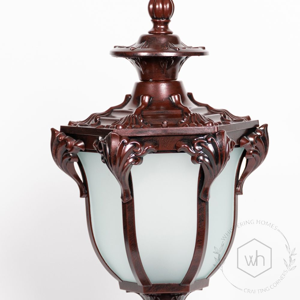 European Outdoor Gate Column Light - Dark brown Closeup