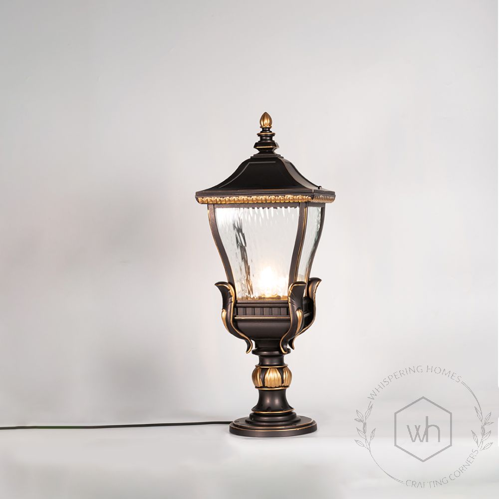 Dark Bronze Outdoor Gate lamp Light On White Background 