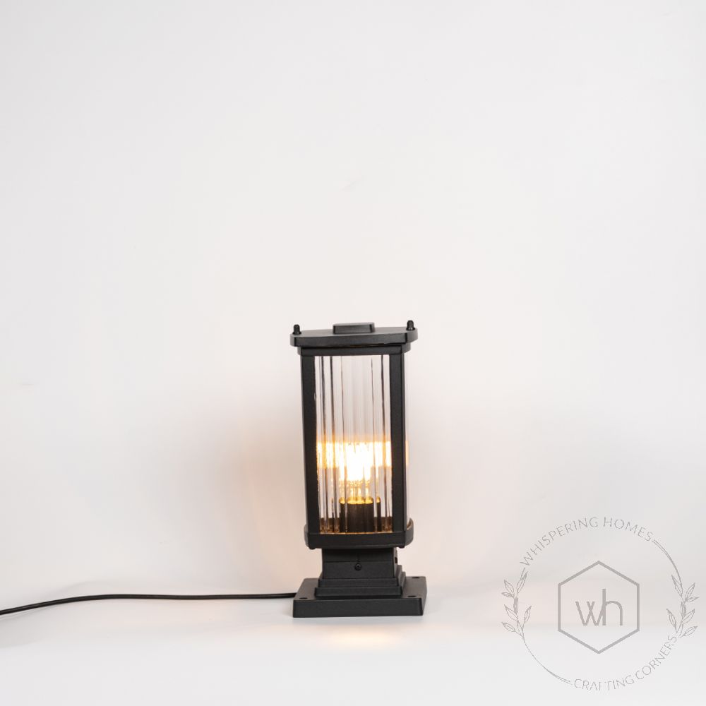 Retro Glass Outdoor Gate Lamp - BlackLight On White Background 1