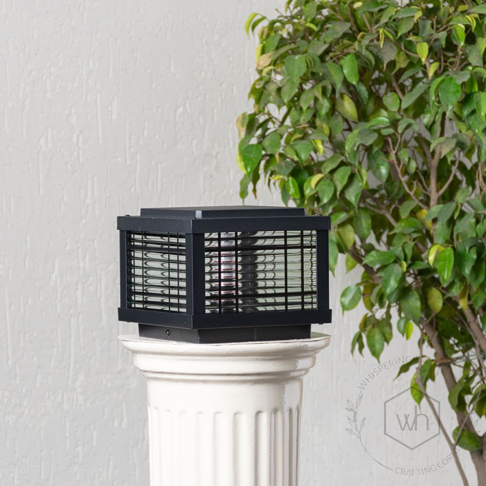 Modern Boxy Outdoor Gate Light - Black Light Off White Background