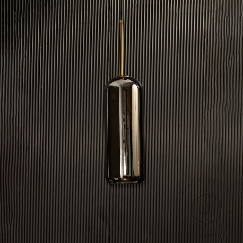 Modern Loft Smoky Grey Glass Hanging Pendant Light Light Off Black background