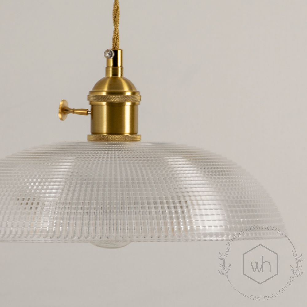 Prismatic Brass Glass Pendant Lamp Closeup