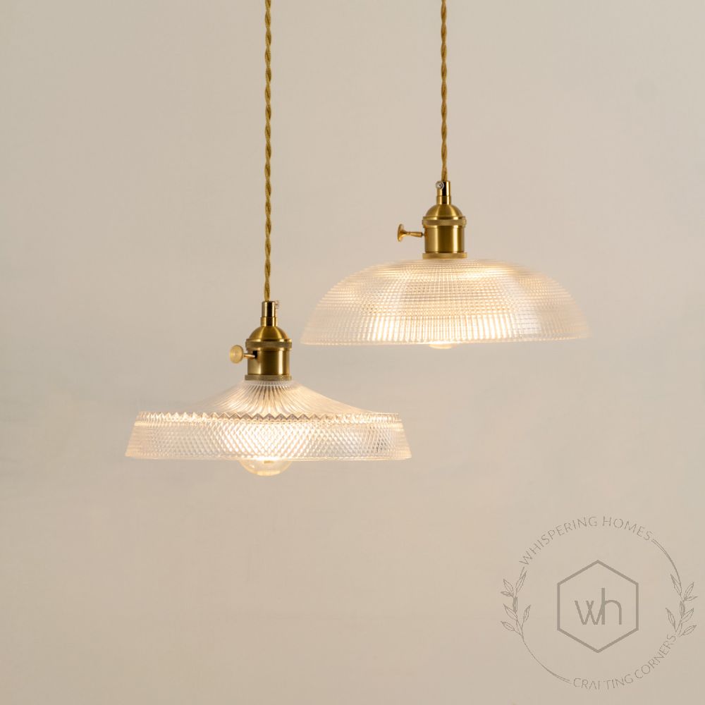 Prismatic Brass Glass Pendant Lamp Grouped