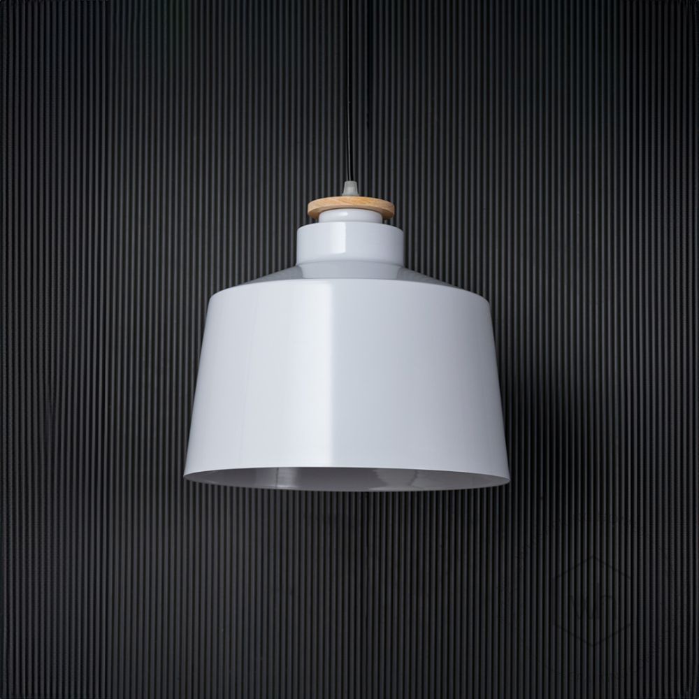 Modern Hanging Lamp - White Light Off Black Background