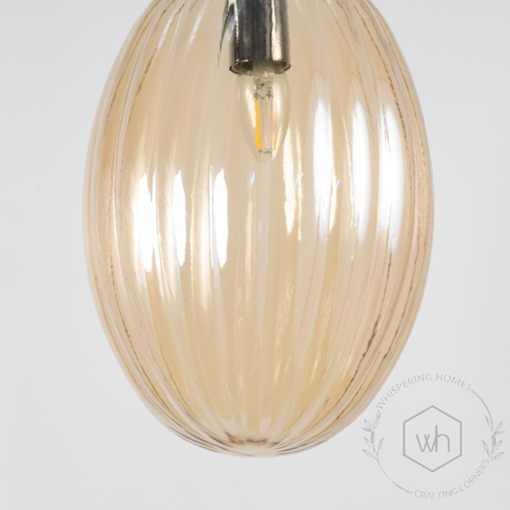 Glass Pendant Light - Oval & Amber Closeup