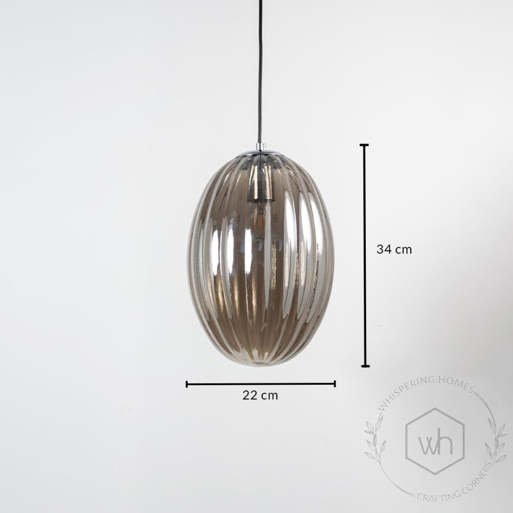 Glass Pendant Light - Oval & Black Dimensions