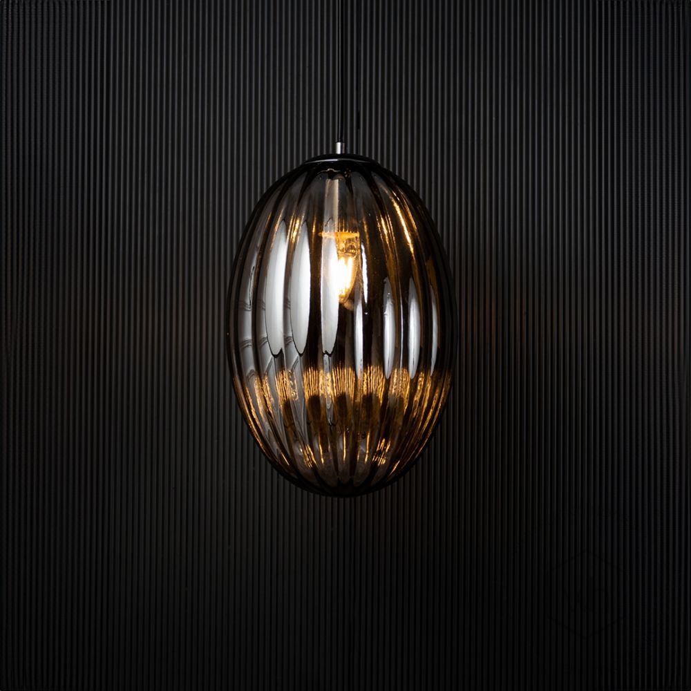 Glass Pendant Light - Oval & Black Light On Black Background