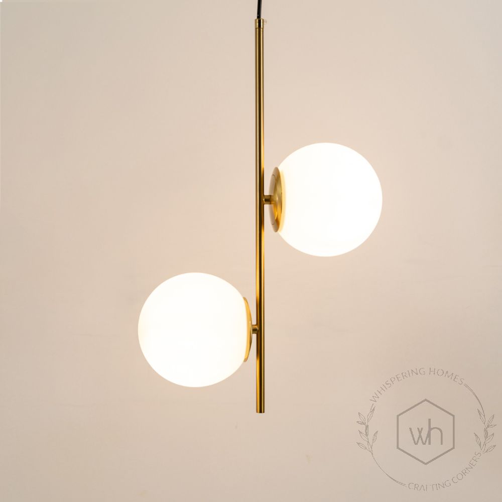 Milk Glass Orb Pendant Light Light On White Background