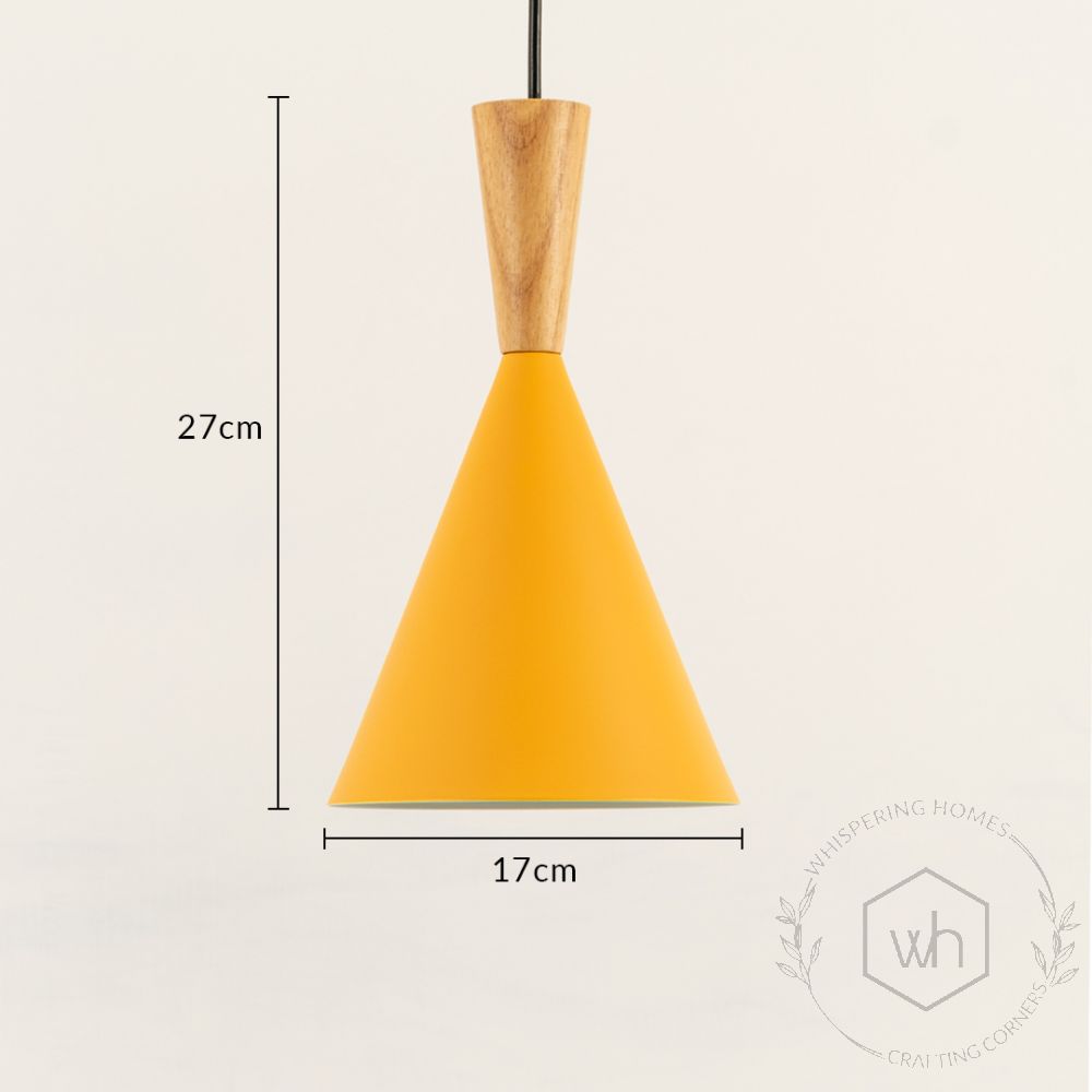 Wood Tip Pendant Lamp Cone Yellow Dimensions