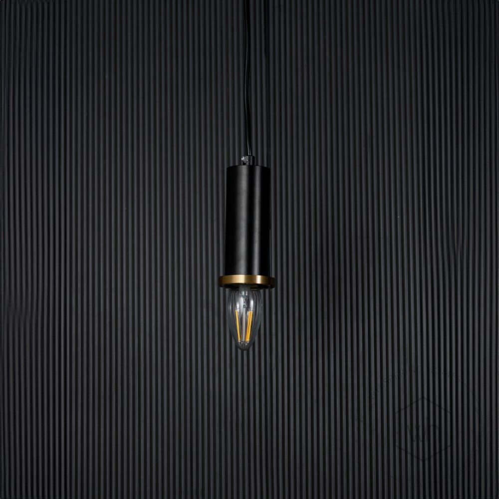 Long Chic Pendant Light - Black Light Off Black Background