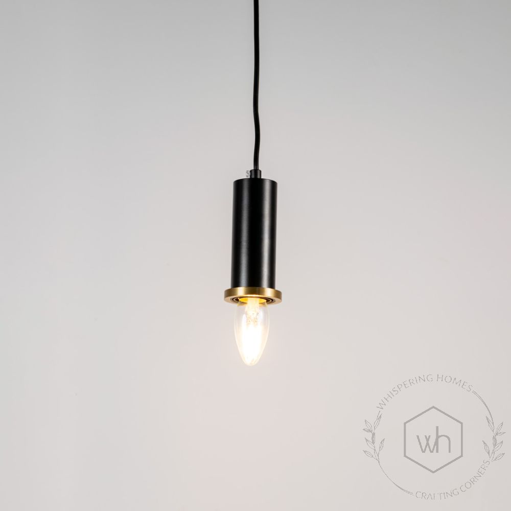 Long Chic Pendant Light - Black Light On White Background