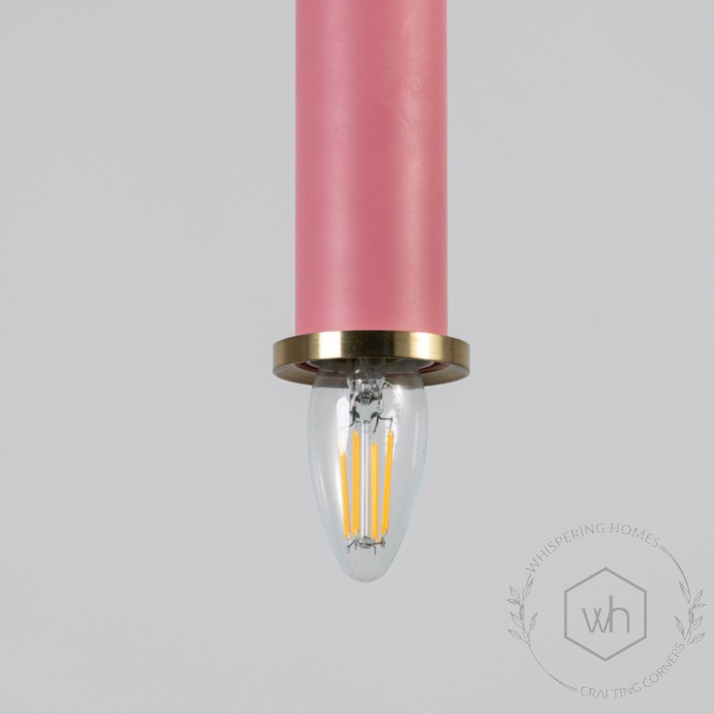 Long Chic Pendant Light - Pink Closeup