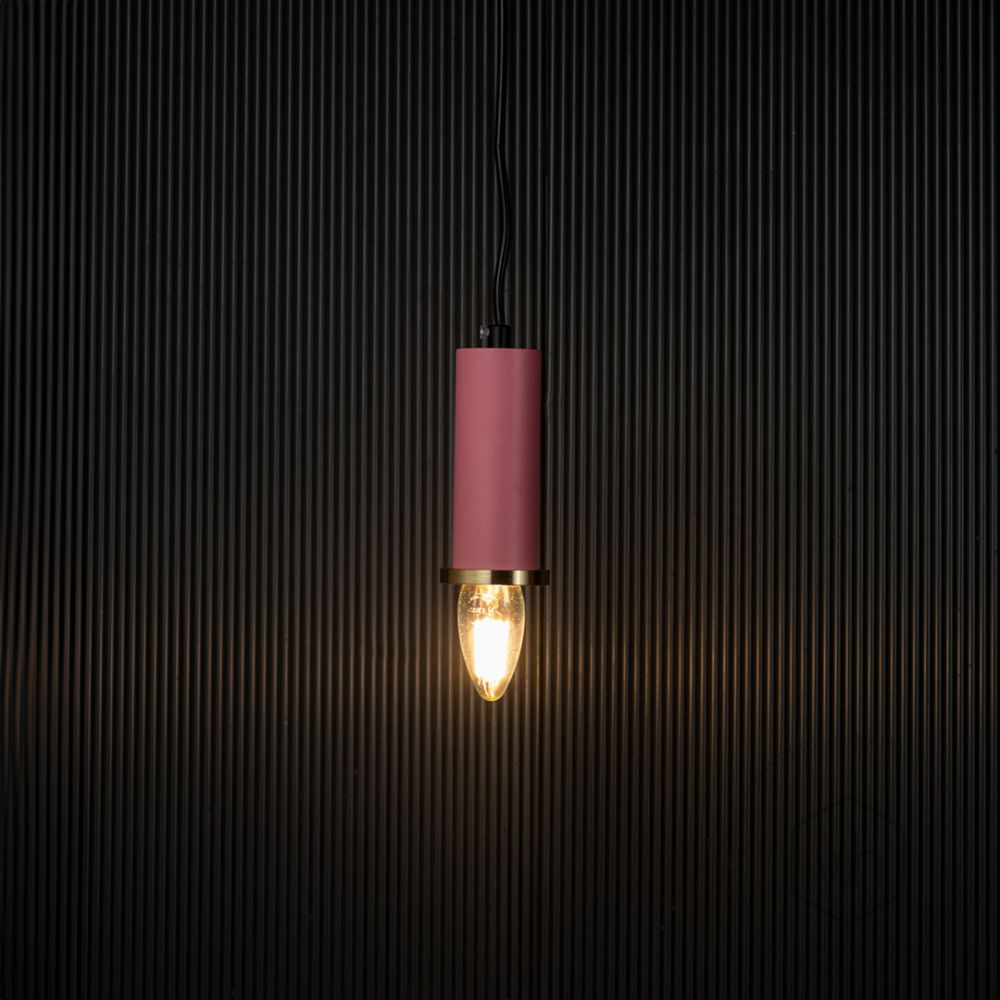 Long Chic Pendant Light - Pink Light On Black Background