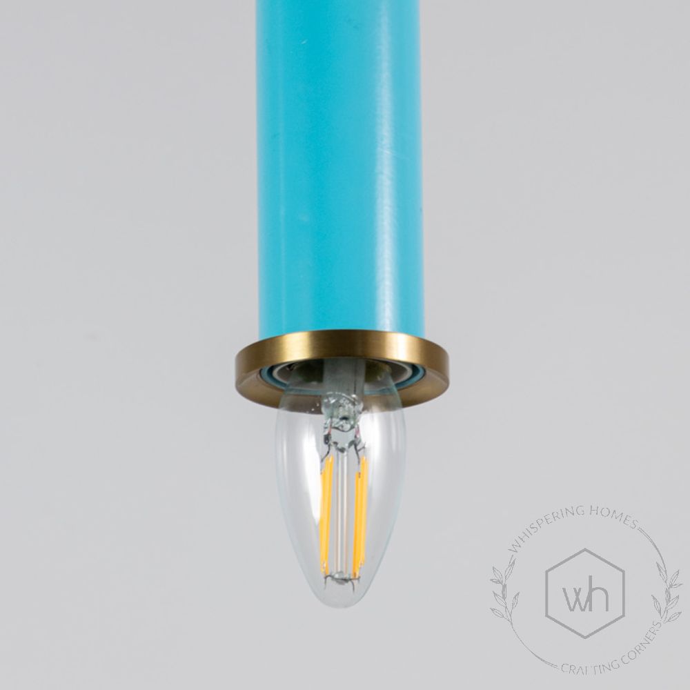 Long Chic Pendant Light - Blue Closeup