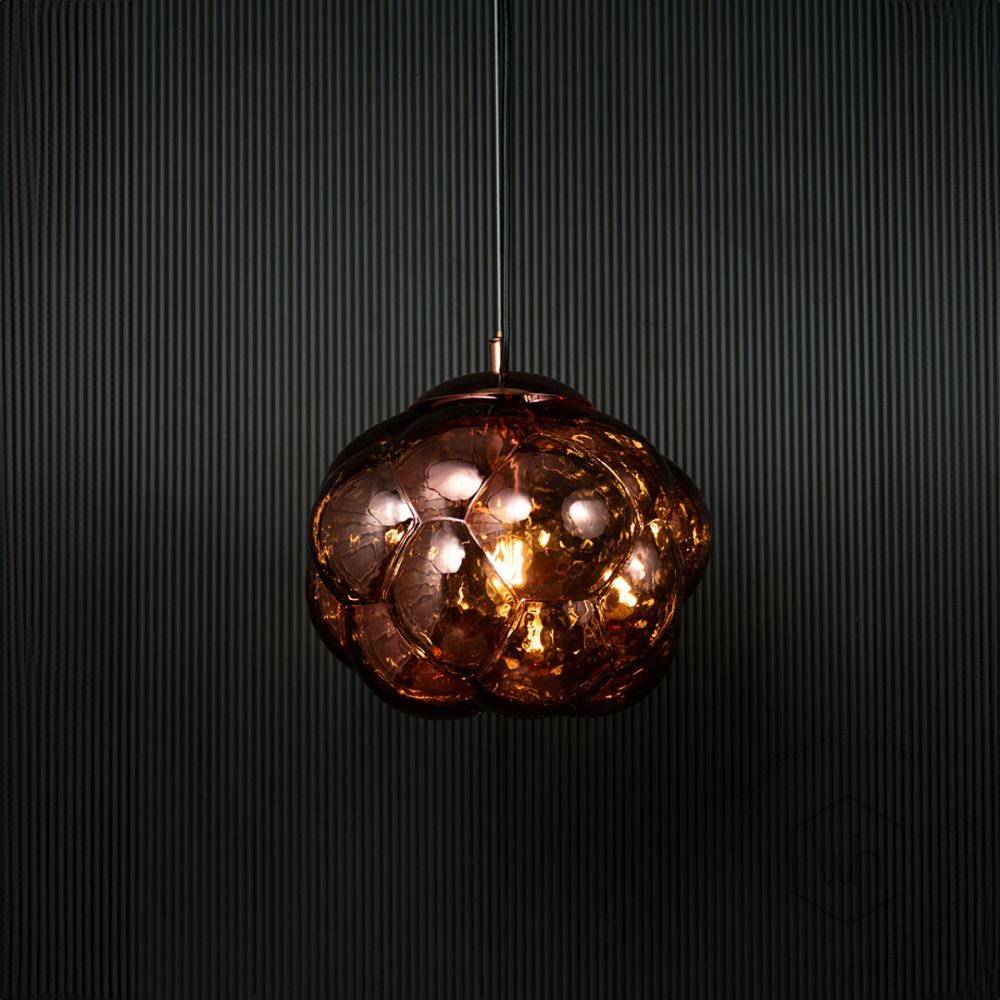 Curve Pendant Lamp - Rose Gold Light On Black Background