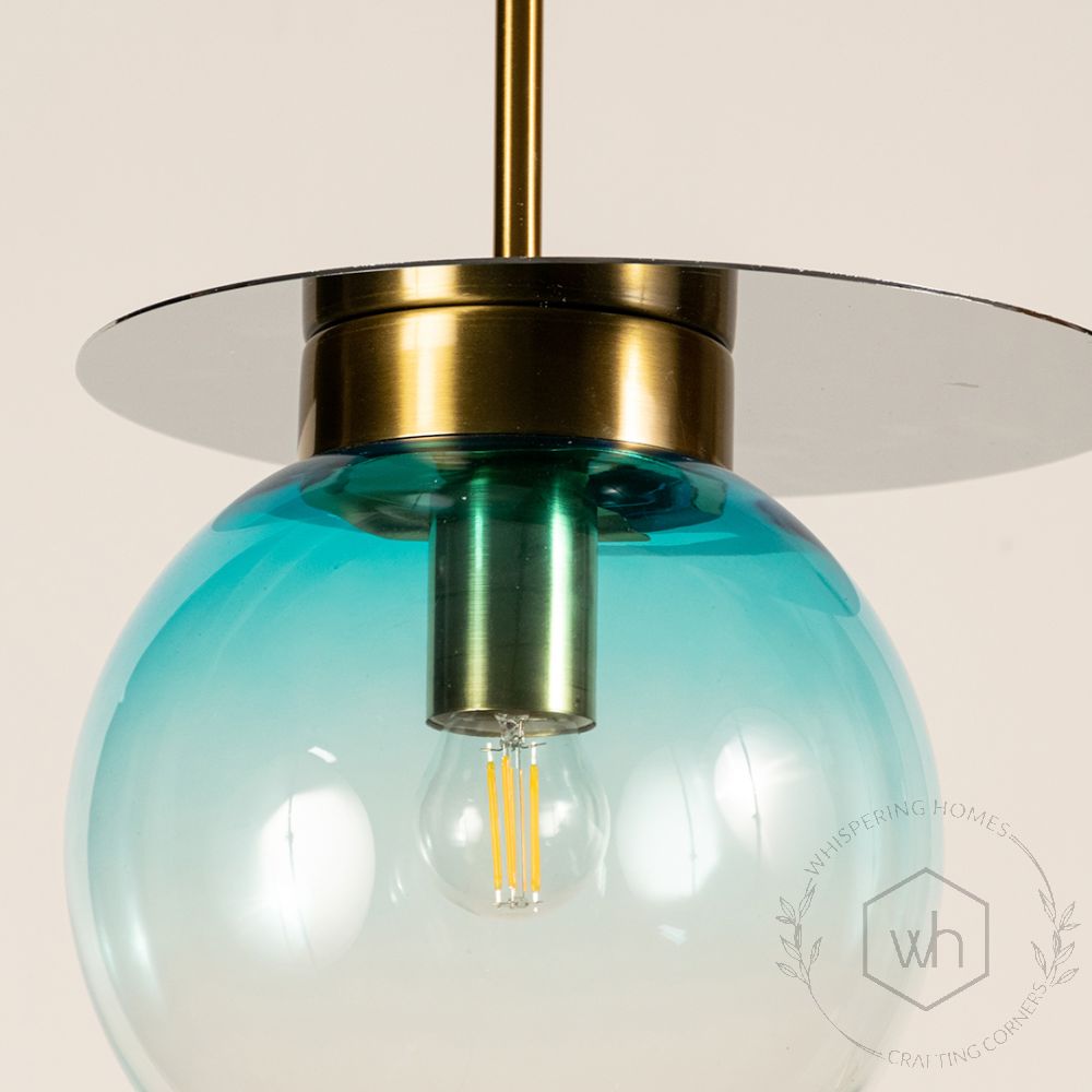 Visconte Glass Hanging Light - Sky Blue closeup