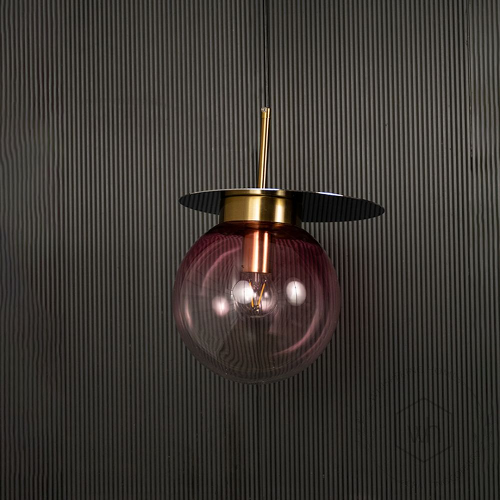 Visconte Glass Hanging Light - Pink Light off black background