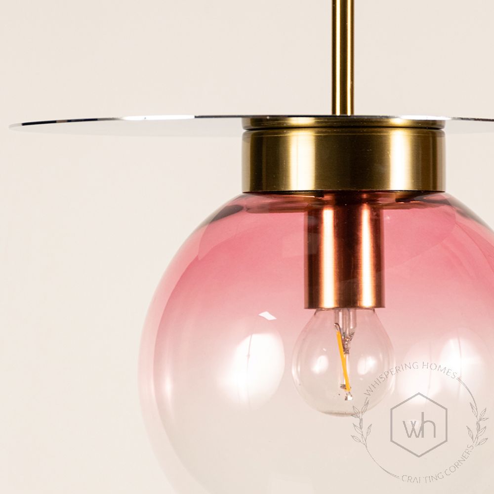 Visconte Glass Hanging Light - Pink closeup