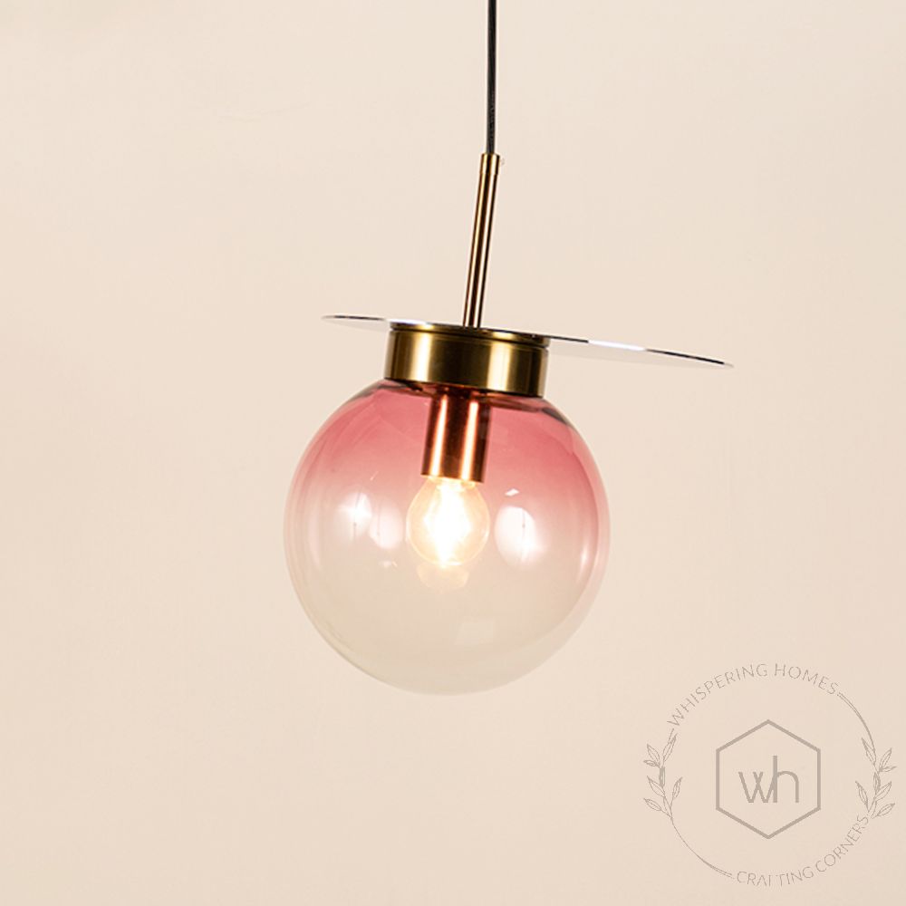 Visconte Glass Hanging Light - PinkLight On White Background