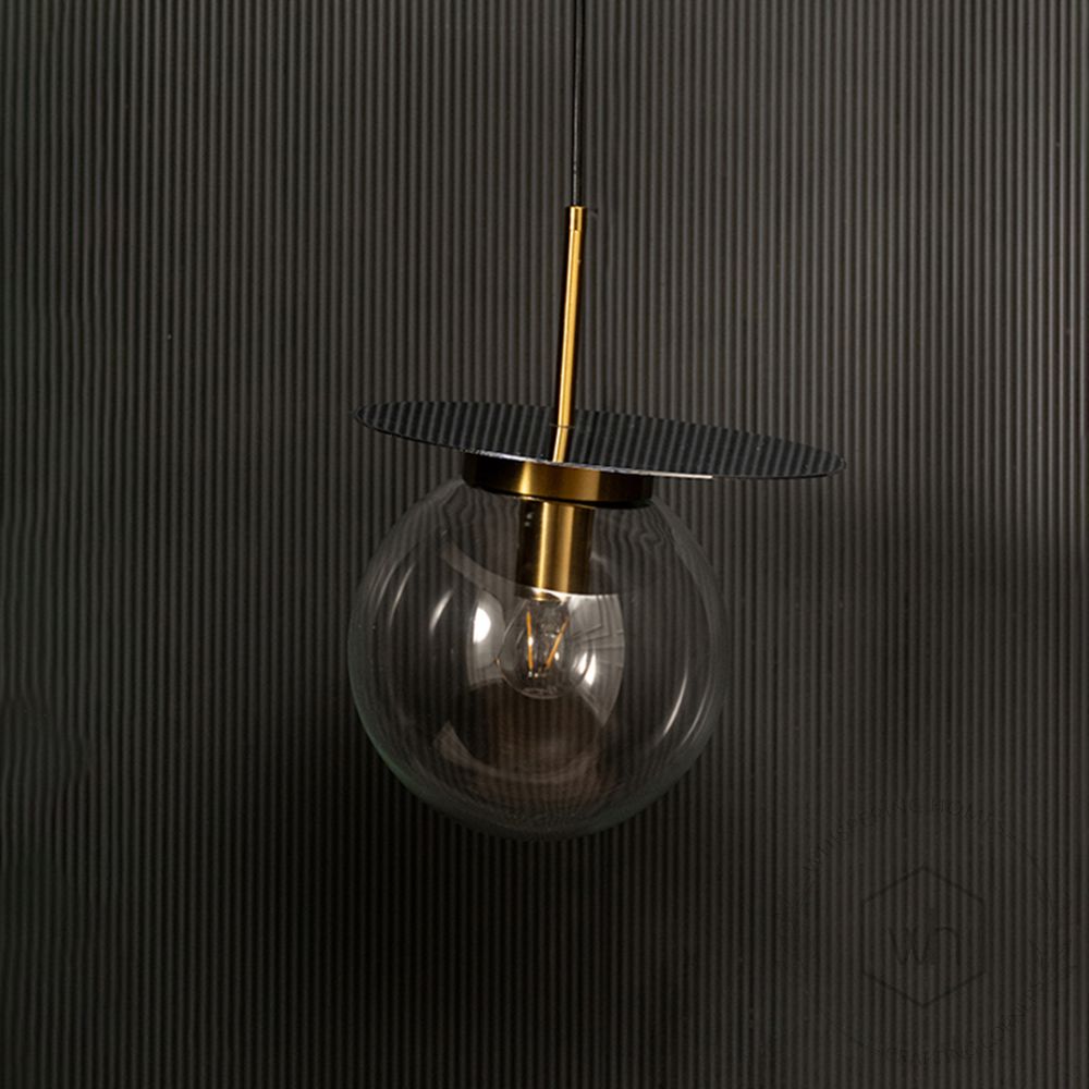 Visconte Glass Hanging Light - Transparent Light off black background